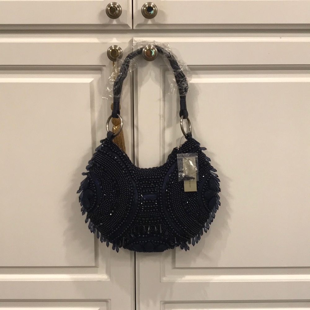 Adrienne Vittadini Navy Beaded handbag